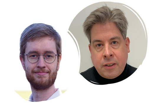 Einzelportraits von Klaus Honold und Kevin Pakula, nebeneinander in einem runden Kreis