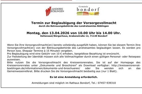 Beglaubigungstermin Vorsorgevollmacht