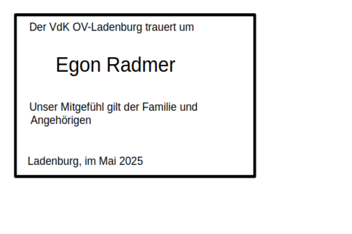 Nachruf für Egon Radmer