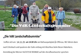 Symbolbild der VdK Landschaftsbummler zeigt mehre Personen bei laufen auch mit Rollatoren