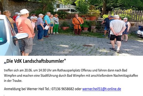 Symbolbild der VdK Landschaftsbummler zeigt mehre Personen bei laufen auch mit Rollatoren