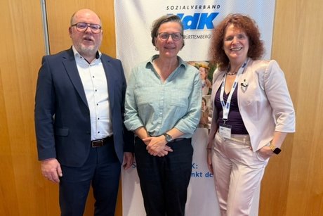 Stefan Pfeil, Bezirksverbandsgeschäftsführer + Sozialrechtsreferentin Frau Manuela Wißler + Renate Babic, Kreisverbandsvorsitzende