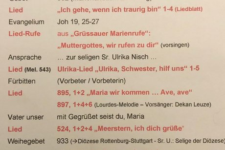 Programm der Maiandacht