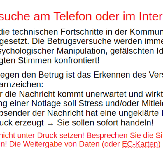 Betrugsversuche Betrugsversuche mit digitaler Technik