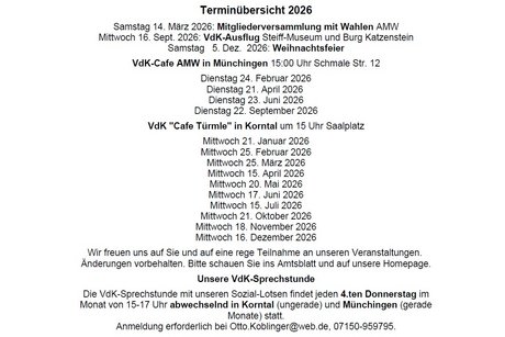 Termin&uuml;bersicht 2026