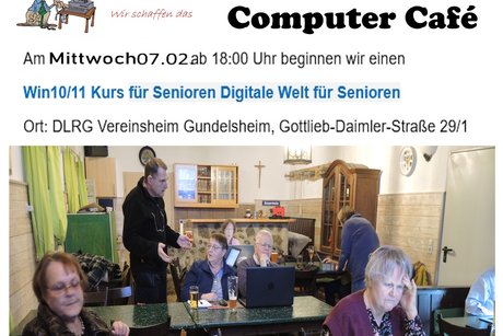 Bild zeigt mehrere Personen an Tische vor dem Laptop sitzend