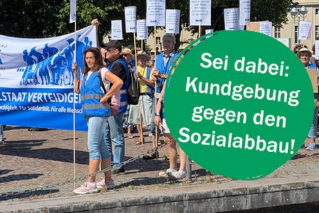 Demonstranten und Text-Bubble