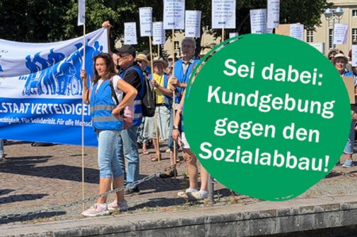 Demonstranten und Text-Bubble