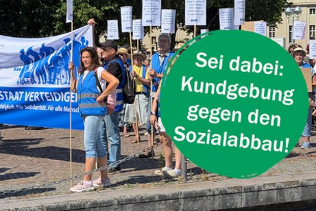 Demonstranten und Text-Bubble