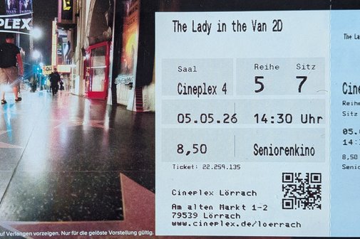 Eine der 10 reservierten Kinokarten im Cineplex 4