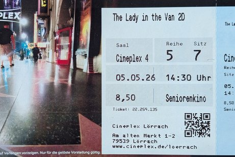 Eine der 10 reservierten Kinokarten im Cineplex 4