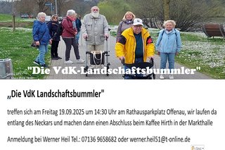 Symbolbild der VdK Landschaftsbummler zeigt mehre Personen bei laufen auch mit Rollatoren