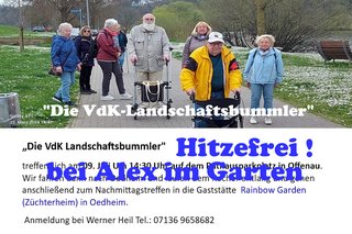 Symbolbild der VdK Landschaftsbummler zeigt mehre Personen bei laufen auch mit Rollatoren