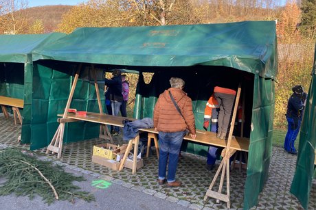 Der Stand beim Aufbau