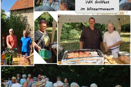 Collage mit Bildern vom VdK Grillfest im Winzermuseum in Rauenberg
