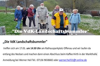 Symbolbild der VdK Landschaftsbummler zeigt mehre Personen bei laufen auch mit Rollatoren