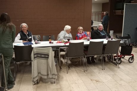 Frau Vollmer vom Kreisverband und 3 Mitglieder sitzend am Tisch