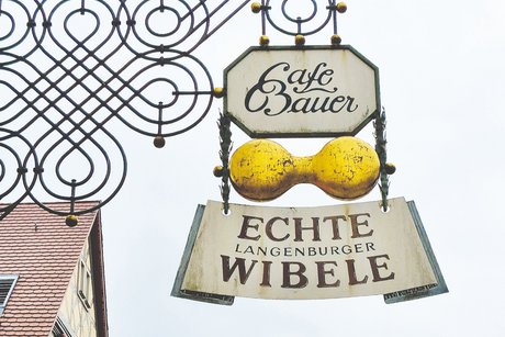 Wirtshausschild Cafe bauer langenburg mit Darstellun Echte Langenburger Wibele