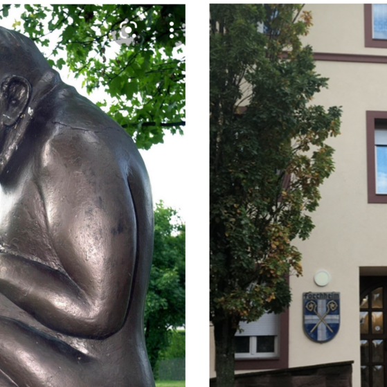 Statue Grie&szlig;bauch und das ehemalige Rathaus Forchheim