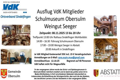 Ausflug VdK Mitglieder zum Schulmuseum und zum Weingut Seeger
