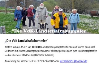 Symbolbild der VdK Landschaftsbummler zeigt mehre Personen bei laufen auch mit Rollatoren