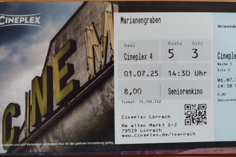 eine der 10 reservierten Kinokarten im Cineplex 4