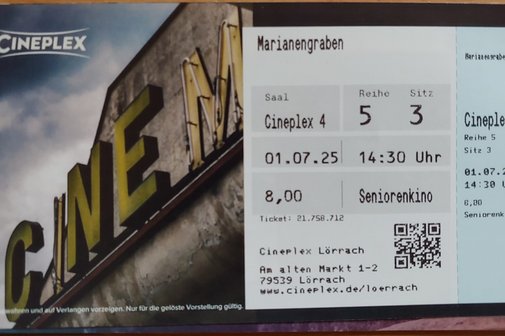eine der 10 reservierten Kinokarten im Cineplex 4