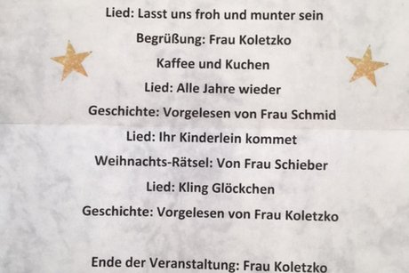 Programmpunkte der Adventfeier