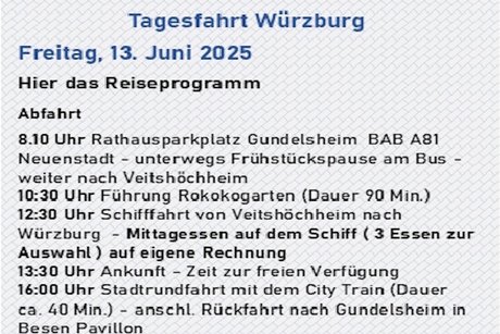Auf dem Bild wird die Tagesreise beschrieben