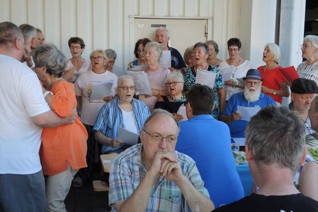 Bild zeigt die VdK Gesangsgruppe beim Sommerfest