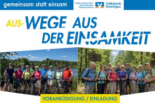 Titelseite zur Kampagne Wege aus der Einsamkeit mit F&ouml;rderung durch Volksbank Kraichgau.