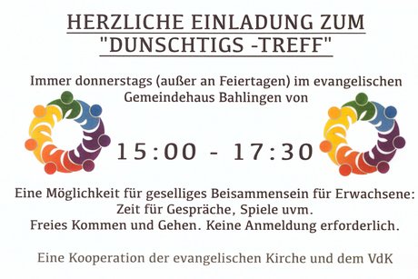 Einladung zum Dunschtigs-Treff