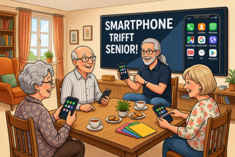 F&uuml;r Senioren, die kein Smartphone besitzen und versuchen wollen, Ber&uuml;hrungs&auml;ngste abzubauen