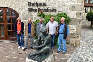 Das ehemalige ehrenamtlich tätige Team: v.l.n.r. Rainer Steinlechner , Reinhard Kreher, Richard Schierle Thomas Hägele (1. Vorsitzender VdK OV Vellberg) und Walter Ott, auf dem Bild fehlt Gerda Voßwinkel