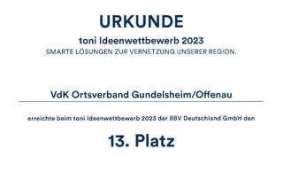 Urkunde 13 Platz von 49 Teilnehmern