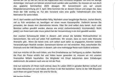 wir zählen auf Sie
