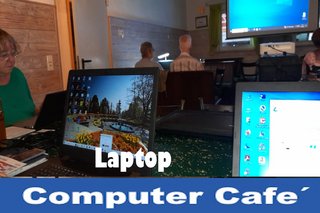 Symbolbild des Computer Caf´s zeigt Personen am Laptop arbeiten