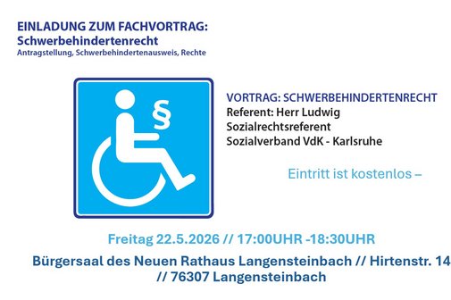 Rollstuhl mit Paragraph Symbol eines Rollstuhl mit Paragraph auf blauem Hintergrund