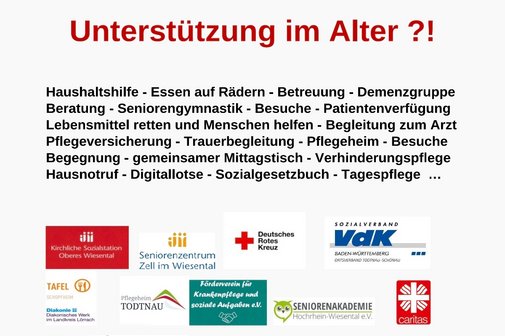 Plakatmotiv Seniorentag - Text und ein Teil der 13 Logos der Teilnehmenden