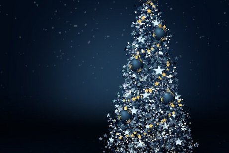 Weihnachtsbaum mit Stern auf der Spitze