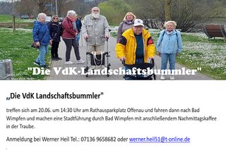 Symbolbild der VdK Landschaftsbummler zeigt mehre Personen bei laufen auch mit Rollatoren