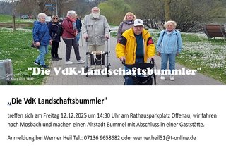 Symbolbild der VdK Landschaftsbummler zeigt mehre Personen bei laufen auch mit Rollatoren