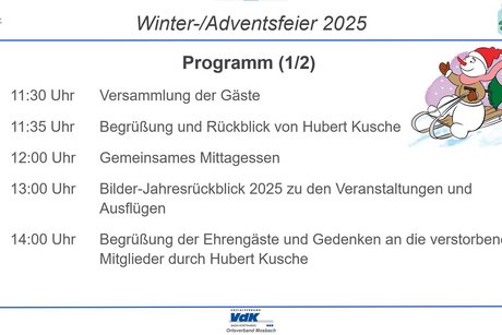 Winter-/Adventsfeier 2025 - Programm
