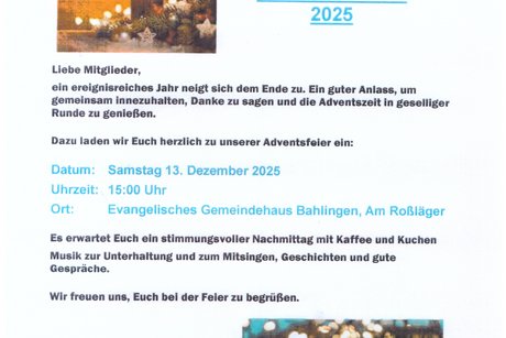 Einladung zur Adventsfeier 2025