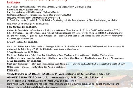 Flyer von der $ Tagefahrt in den Bayerischer Wald