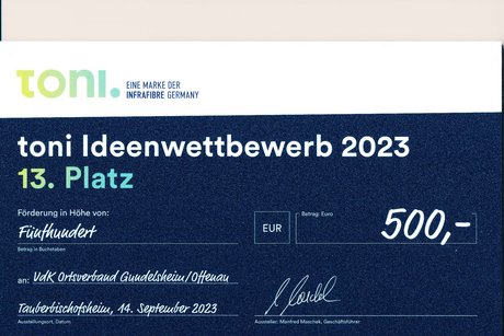Scheck über 500 €