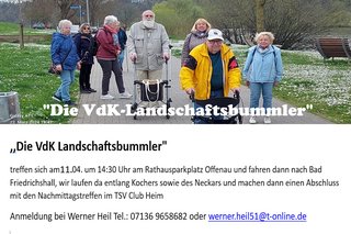 Symbolbild der VdK Landschaftsbummler zeigt mehre Personen bei laufen auch mit Rollatoren