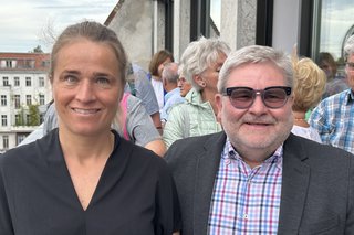 VdK-Präsidentin Verena Bentele und der Kreis- und Ortsverbandsvorsitzende Roland Sauter.