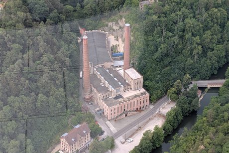 TKE Testturm Aussicht aufs Kraftwerk