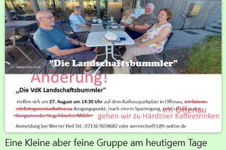 Symbolbild der VdK Landschaftsbummler zeigt mehre Personen bei laufen auch mit Rollatoren